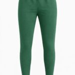 Full-length green leggings with an elastic waistband.