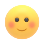 Smiling yellow emoji with rosy cheeks and a gentle grin, blushing warmly.